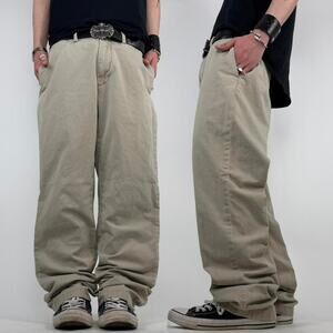 Vintage y2k baggy wide leg faded cream grunge skater work pants